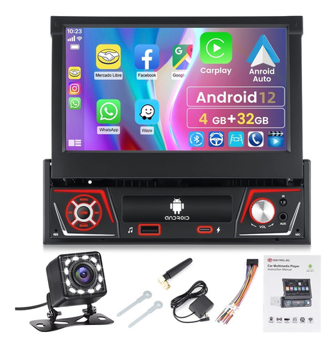 Autoestéreo Carplay Retráctil 7 Pulgadas Wifi Gps Android 12