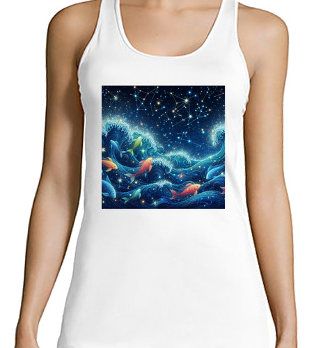 Musculosa Mujer Oceano Estrellado Pez Cosmo Universo M4