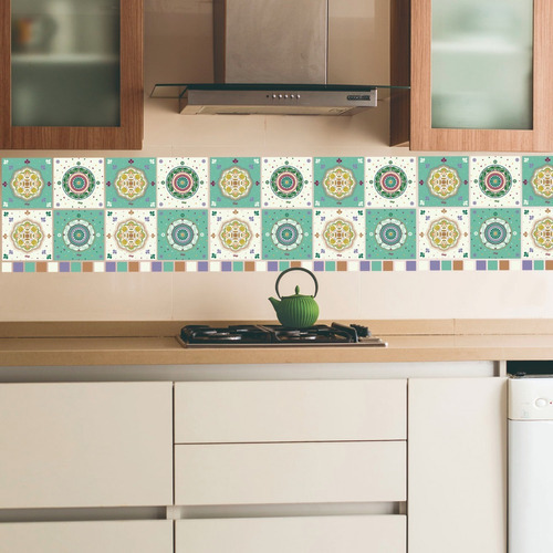 Vinilos Decorativos Azulejos Adhesivos Mandala Verde