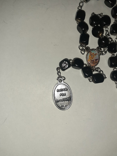Unico Rosario Corona San Miguel Arcángel Cubos Madera Negra