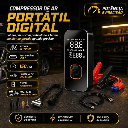 🔥 Compressor Portátil: 60% Off Hoje!