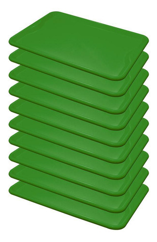 10 Bandejas Refeição Self-service Verde 48x32,5 Dellaplast