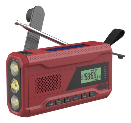 Radio De Manivela Emergencia Am/fm 3 En 1 Linterna Led 4500m