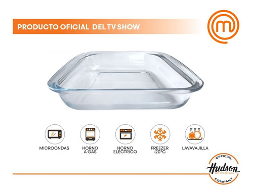 Asadera Vidrio Templado Hudson Cuadrada Horno 24x21x5 Cm