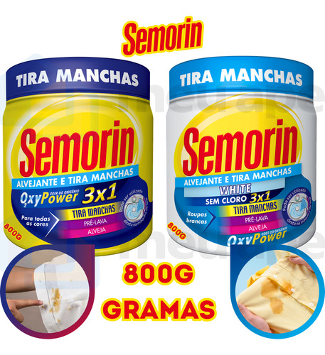 800g Alvejante Tira Manchas Em Pó Brancas Coloridas Semorin