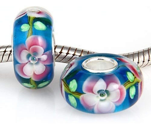 Imagen 4 de 4 de Lampwork Murano Glass Encanto 925plata De Ley Core Fits Puls