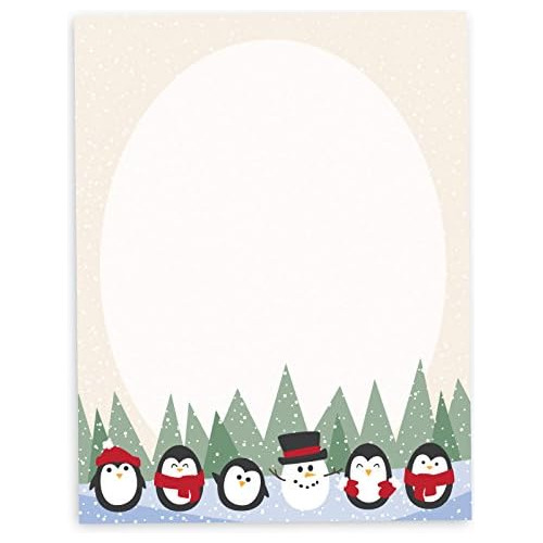 Papel De Carta De Pingüino De Invierno Fiestas, 60 Hoj...