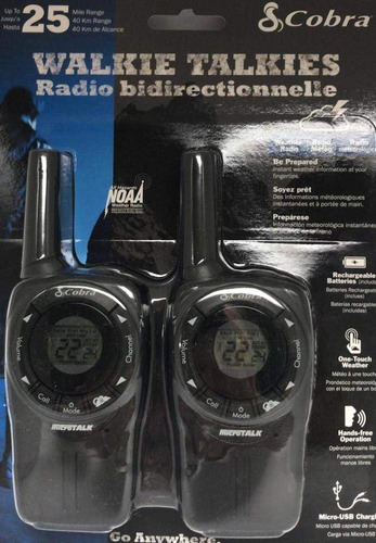 Cobra Sh360 Walkie Talkie 25 Millas 22 Canales Radio De Emer