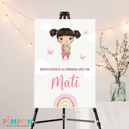 Kit Imprimible Monster Inc Acuarela Niña Boo -texto Editable
