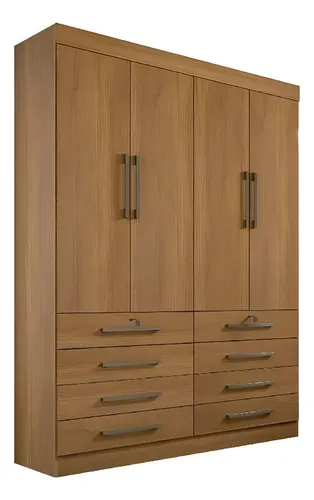 Guarda Roupa Solteiro Mônaco 4 Pt Cinamomo Mdf D'doro