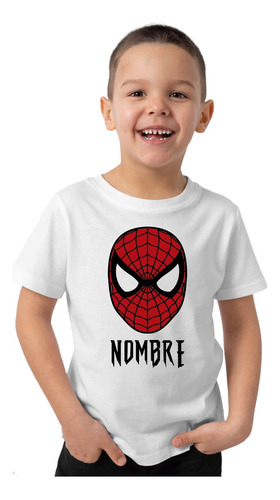 Remera Niño Algodon Mascara Hombre Araña Spiderman C/nombre 