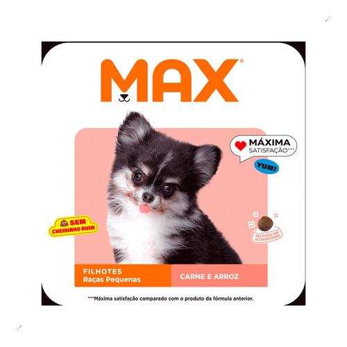 Ração Max Para Cães Filhotes Raças Pequenas Carne E Arro