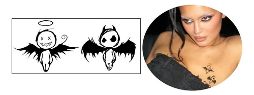Tatuagem Temporária Gótica Dark Death Anjo Caído Halloween