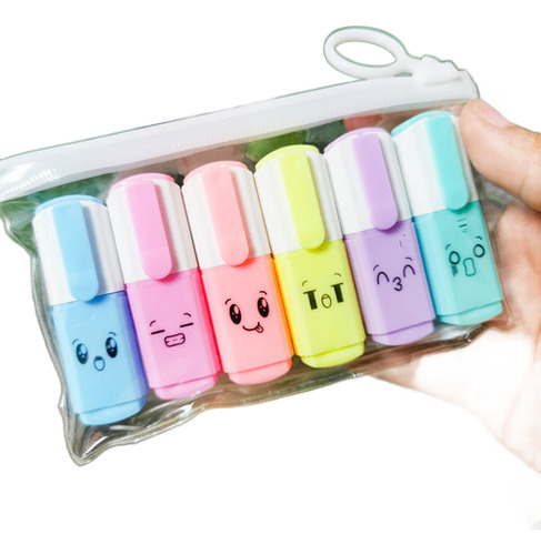 Kit Caneta Marca Texto Emoções Divertidamente Com 6 Cores