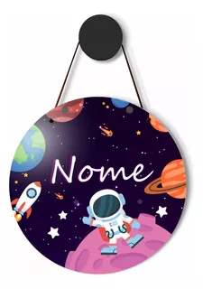 Plaquinha Enfeite Porta Maternidade Astronauta Ursinho 3mm 