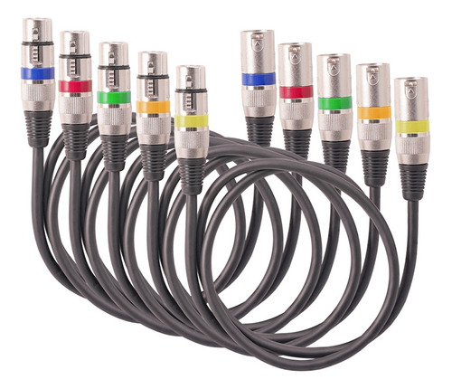 Juego De 5 Cables Xlr Coloridos De 3 Pines Macho A Hembra Of