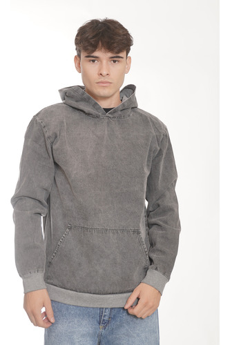 Buzo Canguro De Hombre Jeans Canguro Denim Acid Grey