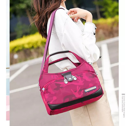 Bolsa Mediana Mujer Anti Furo Oxford Moda Impermeable Color Camouflage Rose