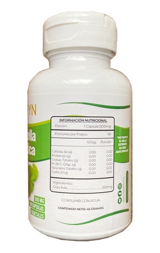 Centella Asiática 90 Capsulas 500mg. Agronewen Sabor Hampyn