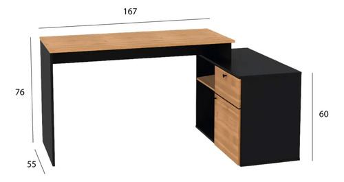 Escritorio Centro Estant Milan Negro Paraiso Ancho 168cm