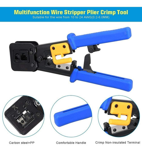 Crimpeadora Ez Rj45 +50 Conectores Cat6 22cm Blanco