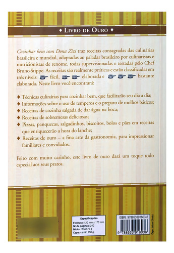 Livro De Ouro - Cozinhar Bem Com Dona Zizi