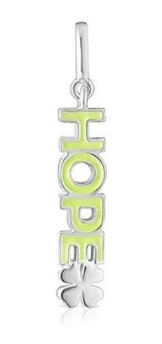 Dije Hope Crossword Plata Con Esmalte Verde Limon