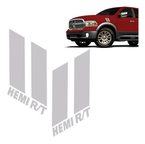 Adesivos Par Hemi R/t Dodge Challenger / Ram 2009 2014 Cor Cinza