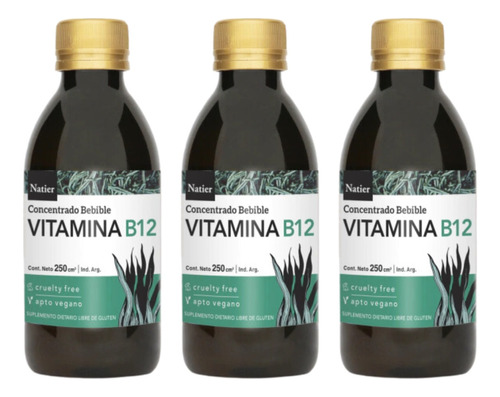 Vitamina B12 Vegana Bebible Concentrada Natier 250ml Pack X3