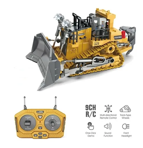 Bulldozer Teledirigido 1/24 Para Niños 6-12 | 9 Canales Con Luces Y Sonidos | Batería De Larga Duración 60 Min