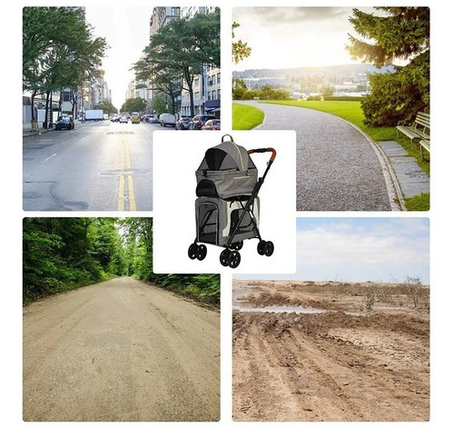 Imagen 6 de 8 de Carriola Para Mascotas Doble Piso, Plegable Desmontable