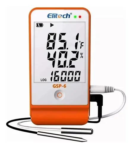 Registratore Dati Temperatura E Umidità Elitech GSP-6 - Per Catena Del Freddo, Doppio Sensore, Display LCD 2.8"