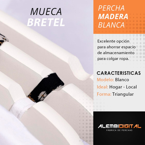 Perchas De Madera Lustrada X 10 Premium