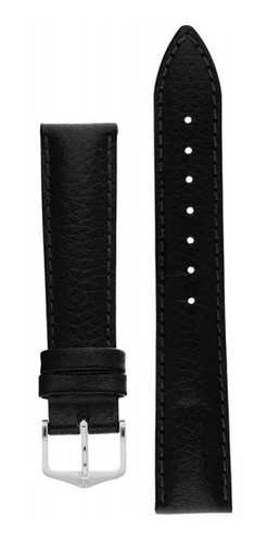 Correa Reloj Hirsch Windsor Negra Hebilla Plateada 16mm 18mm