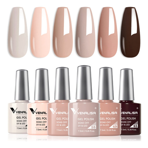 Venalisa - Juego De Esmaltes De Uas De Gel, 6 Colores Nude P