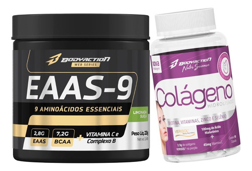 Essencial 9 Eaa Aminoácidos Essenciais + Colágeno Cápsulas Sabor Limonada Suíça