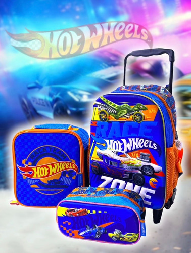 Set De Morral Hot Wheels 35 Cm C/r - Lonchera/cartuchera  