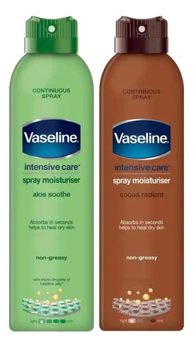 Vaseline Spray And Go Hidratante, Cocoa Radiance Y Aloe Cal.