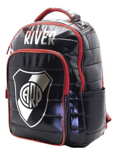 Mochila Escolar River Plate Carp Futbol Diseño Color Negro Diseño de la tela Lisa
