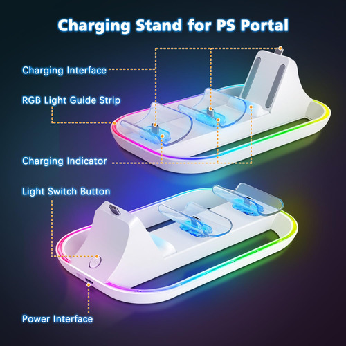 Soporte De Carga Con Rgb Para Controlador Ps Portal Y Ps5