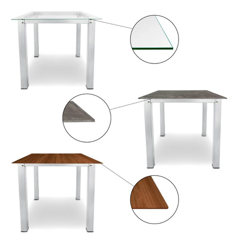 Base Quadrada Em Aço Para Mesa De Jantar Vidro Madeira Pedra Cor Branco