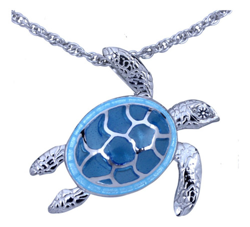 Guy Harvey Jewelry Collar De Tortuga Marina Azul Con Esmalt.