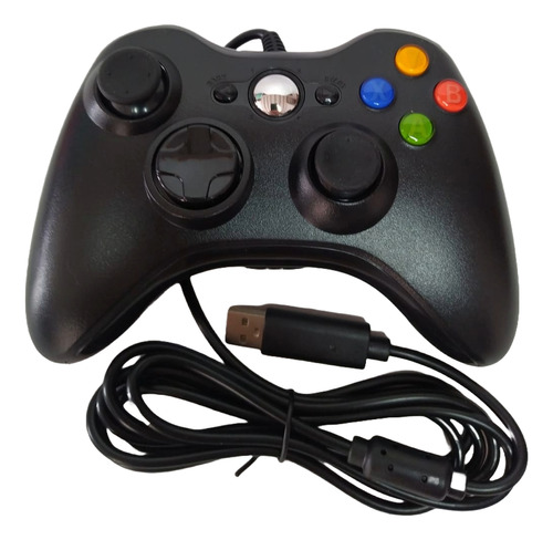 Controle De Video game Com Fio Usb Para Pc Xbox 360 Cor Preto