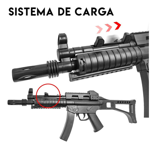 Imagen 5 de 10 de Rifle Subfusil Airsoft Mp5 Replica Resorte Laser Linterna