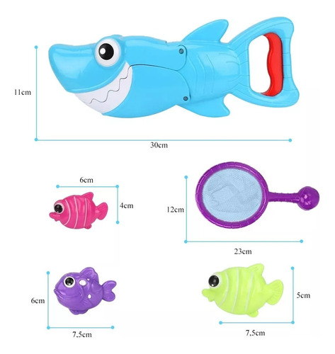 Barrettomegastore Brinquedo para Banho Peixinhos e Tubarão Pesca Divertida