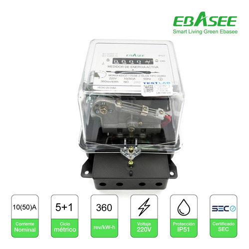 Medidor Magnetico Monofásico Ebasee 10(50)a Certificado