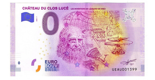 Billete 0 Euros Souv Leonardo Da Vinci Francia 2020-inventos