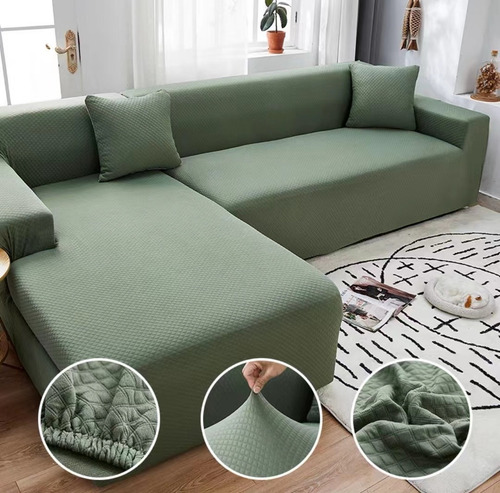 Imagen 4 de 10 de Funda De Sofá Forma De Il Chaise Longue 3 Asientos X Un Par