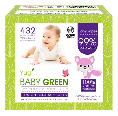 Toallitas Biodegradables Para Bebés, 99% Agua Pura, Paquete