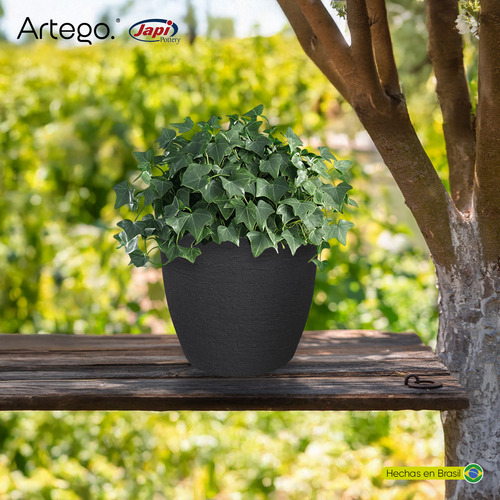 Maceta Moderna Para Exteriores Compacta De 20 Cm De Alto Deep Color Negro Lead De Polietileno Ultra Ligera Artego Japi Hecho En Brasil